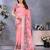 Handloom linen cotton zari border digital printed saree  with attached blouse