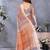 Handloom linen cotton zari border digital printed saree  with attached blouse