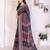 Handloom linen cotton zari border digital printed saree  with attached blouse
