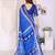 Handloom linen cotton zari border digital printed saree  with attached blouse