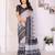 Handloom linen cotton zari border digital printed saree  with attached blouse