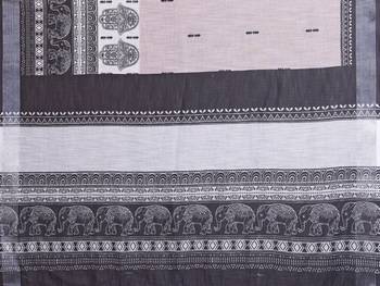 Handloom linen cotton zari border digital printed saree  with attached blouse 5