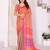Handloom linen cotton zari border digital printed saree  with attached blouse