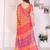 Handloom linen cotton zari border digital printed saree  with attached blouse