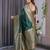 Green elegant zari woven banarasi silk sarees with attached blouse