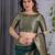 Green elegant zari woven banarasi silk sarees with attached blouse