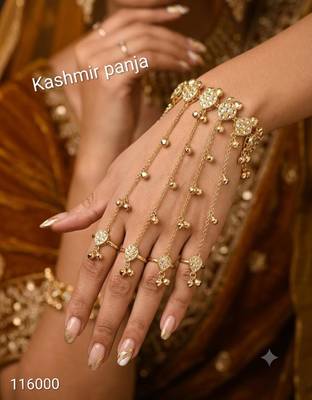 Gold-Plated White Stone & Agate Stone Haath Phool (Hath Panja) 1