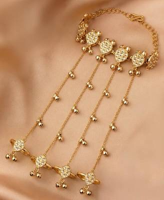 Gold-Plated White Stone & Agate Stone Haath Phool (Hath Panja) 2