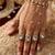 White Stone & Agate Stone Haath Phool (Hath Panja), Antique Gold-Plated