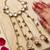 Maroon stone & agate stone haath phool (hath panja), antique gold plated