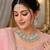 Pink & Pista Color Necklace Set with Earrings and Maang Tikka | Agate Stone | Gold-Plated
