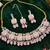 Baby Pink Color Necklace Set with Earrings & Maang Tikka | Agate Stone | Gold Plated