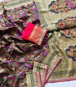 black color siquence embroidery cut work lace fitting with kasmiri thread weaving pasmeena silk blend saree