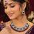 Purple Color Agate Stone Necklace Set with Earrings & Maang Tikka | Gold-Plated