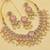 Pink color necklace set with earrings and maang tikka     agate stone, lekar gold plating