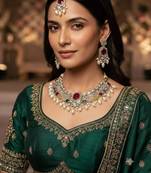 Multicolor necklace set with earrings and maang tikka     agate stone, lekar gold plating
