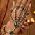 Green Stone & Agate Stone Haath Phool (Hath Panja), Antique Gold Plated