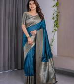 Rama elegant zari woven banarasi silk sarees with attached blouse
