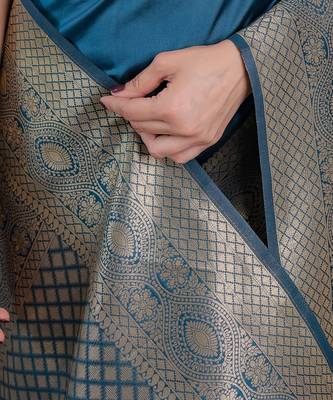 Rama elegant zari woven banarasi silk sarees with attached blouse 5