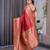 Red elegant zari woven banarasi silk sarees with attached blouse