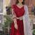 red color zari and sequin embroidered faux blooming georgette gown set