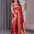 Red elegant zari woven banarasi silk sarees with attached blouse