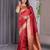 Red elegant zari woven banarasi silk sarees with attached blouse