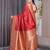 Red elegant zari woven banarasi silk sarees with attached blouse