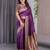 Wine elegant zari woven banarasi silk sarees with attached blouse