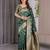 Green elegant zari woven banarasi silk sarees with attached blouse
