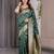 Green elegant zari woven banarasi silk sarees with attached blouse