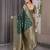 Green elegant zari woven banarasi silk sarees with attached blouse