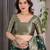 Green elegant zari woven banarasi silk sarees with attached blouse