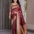 Maroon elegant zari woven banarasi silk sarees with attached blouse