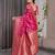 Pink elegant zari woven banarasi silk sarees with attached blouse