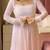 baby pink color fancy lace border faux georgette
