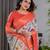 Pure handloom linen floral printed saree with blouse