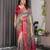 Pure handloom linen floral printed saree with blouse