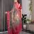 Pure handloom linen floral printed saree with blouse