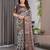 Pure handloom linen floral printed saree with blouse