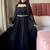 black color fancy lace border faux georgette