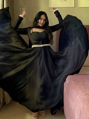 black color fancy lace border faux georgette 2