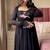 black color fancy lace border faux georgette