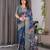 Pure handloom linen floral printed saree with blouse