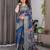 Pure handloom linen floral printed saree with blouse
