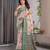 Pure handloom linen floral printed saree with blouse