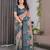 Pure handloom linen floral printed saree with blouse