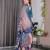 Navy blue handloom linen floral printed saree with blouse
