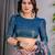 Navy blue handloom linen floral printed saree with blouse