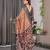 Brown handloom linen floral printed saree with blouse
